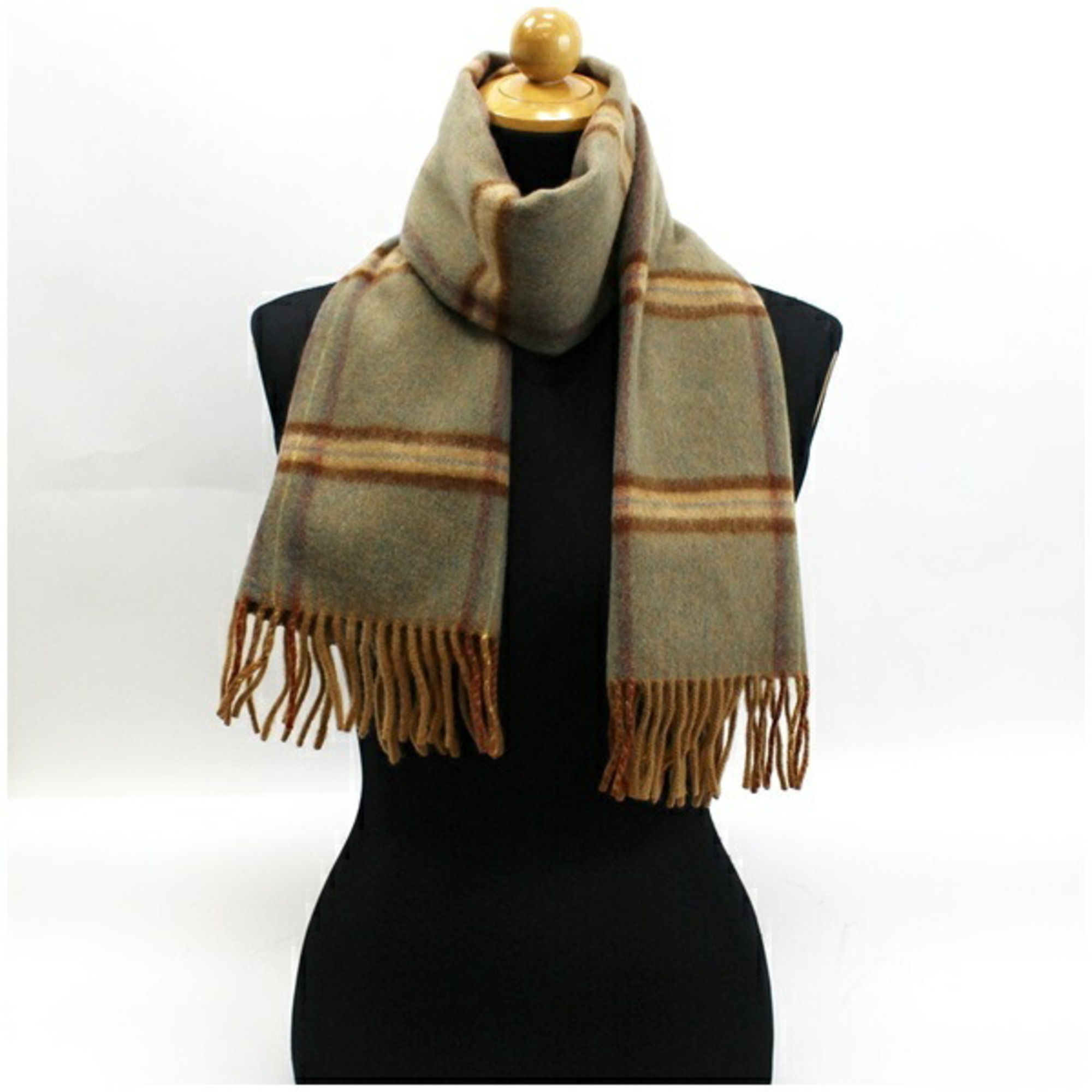 Burberry Cashmere Scarf Camel X Check 136 31 Cm S Women's